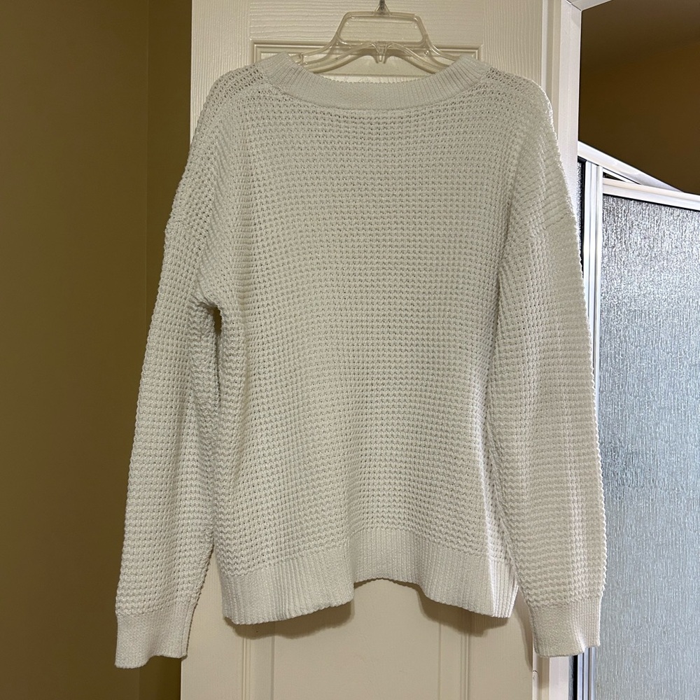 Time and Tru Women's Long Sleeve Waffle Crewneck Pullover Sweater